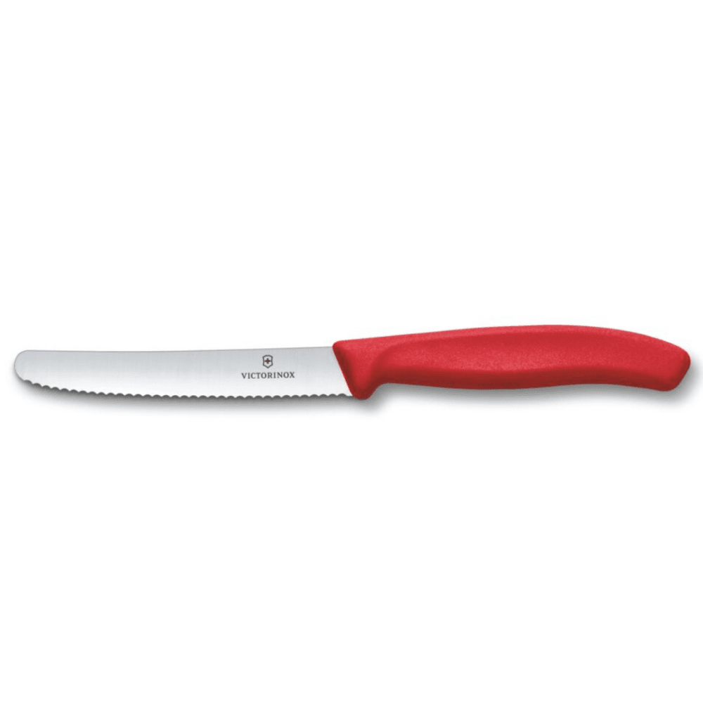 סכין ירקות שוויצרית, להב משונן עגול- אדום צ'ילי