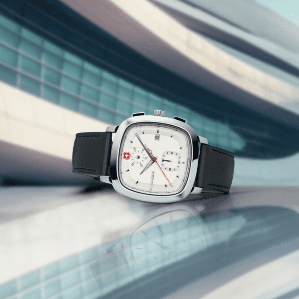 שעון 40 מ"מ Vintage Classic Chrono לוח לבן רצועה דמויית עור