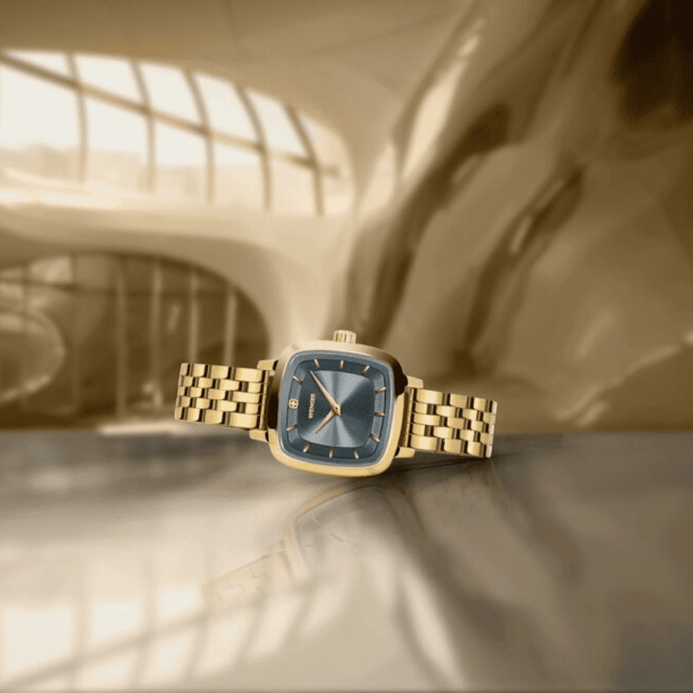 שעון 27 מ"מ Vintage Classic לוח אפור רצועה מוזהבת