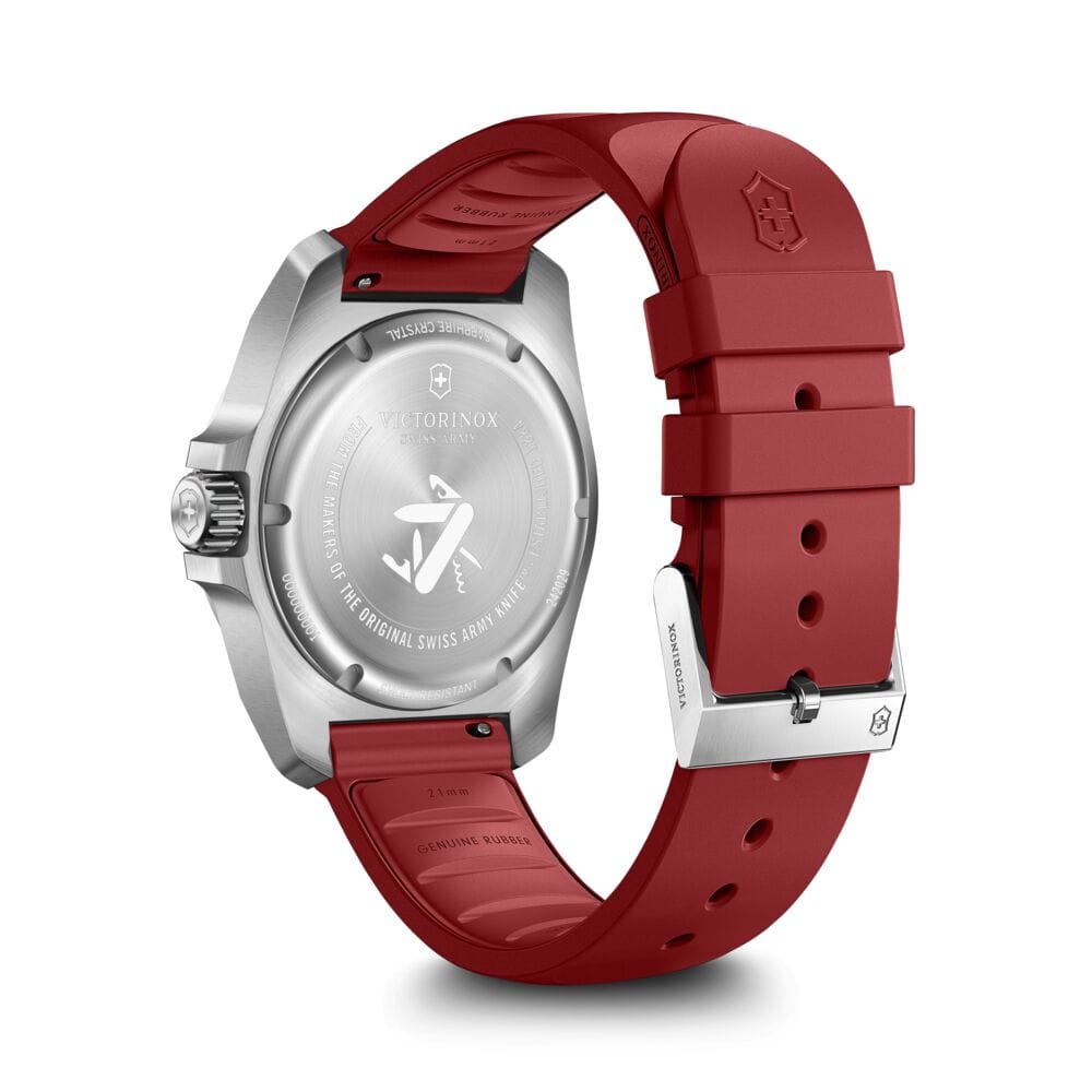 שעון I.N.O.X QUARTZ רצועת גומי אדומה לוח אדום 41 מ"מ