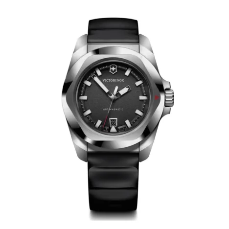 שעון I.N.O.X QUARTZ רצועת גומי שחורה לוח שחור 41 מ