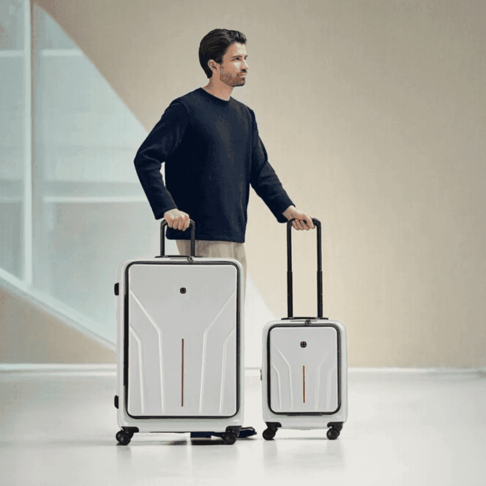 מזוודת טרולי Amplix כסופה וונגר