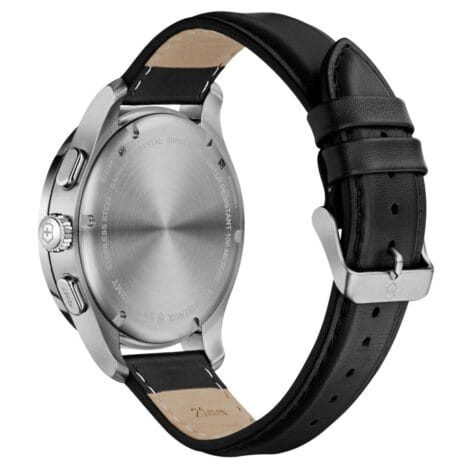 שעון Alliance Sport chrono לוח לבן רצועת עור שחורה 44 מ