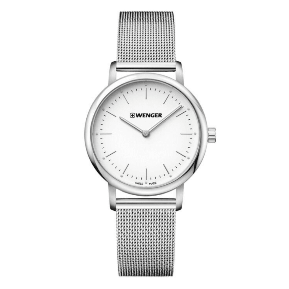 שעון Urban Classic לוח לבן ורצועת מתכת 35 מ"מ