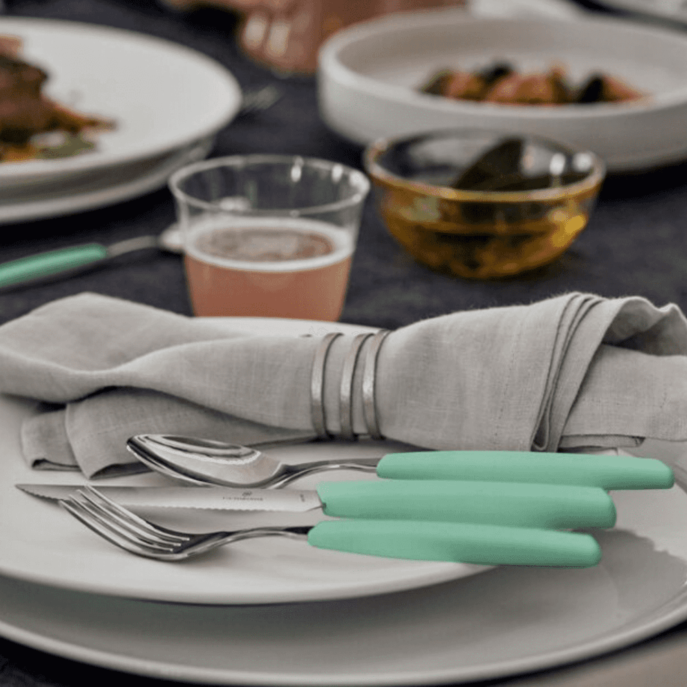 ערכת סכו"ם סטייק ידית swiss modern בצבע מנטה 12 חלקים