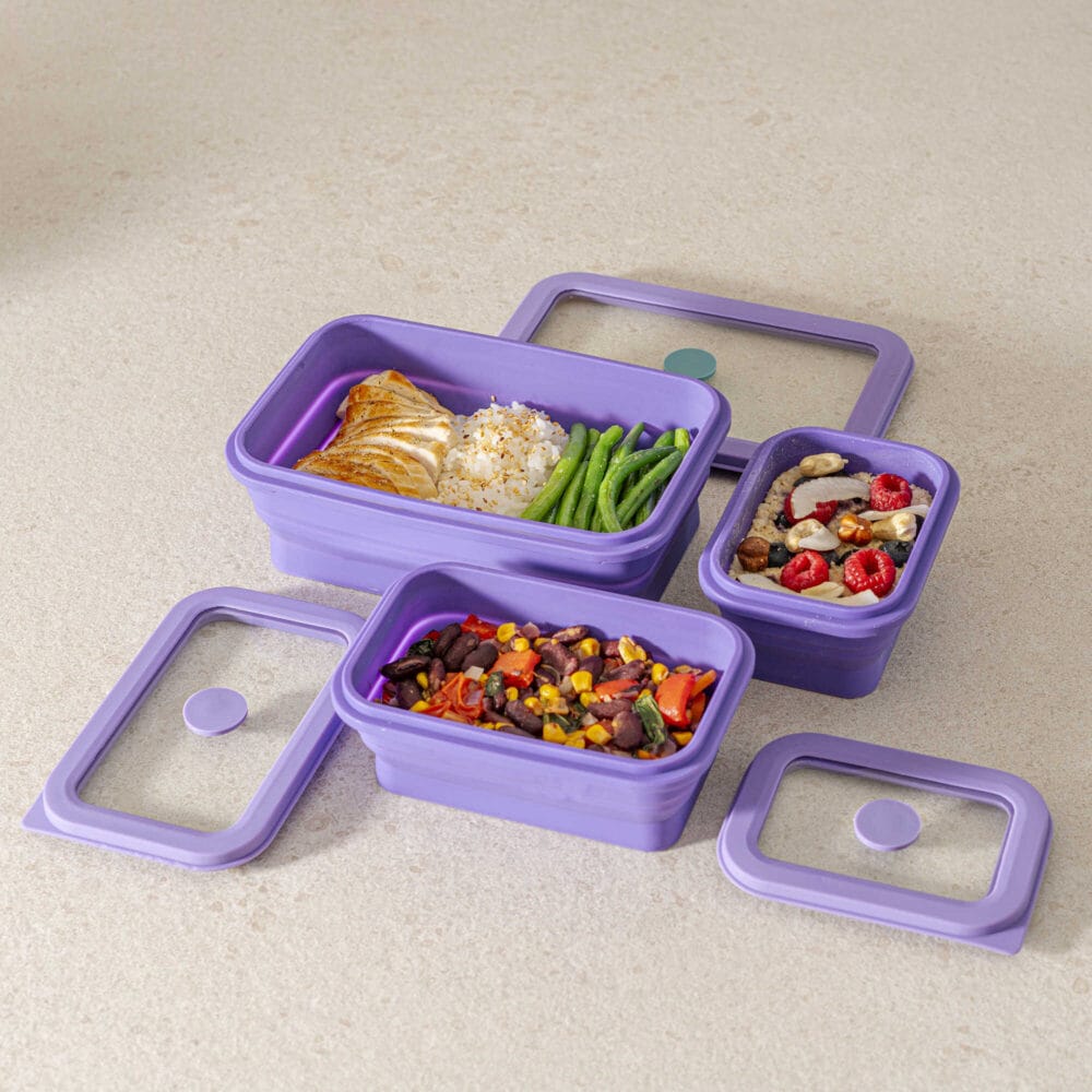 קופסת אחסון מזון מתקפלת 450 מ״ל – סגול