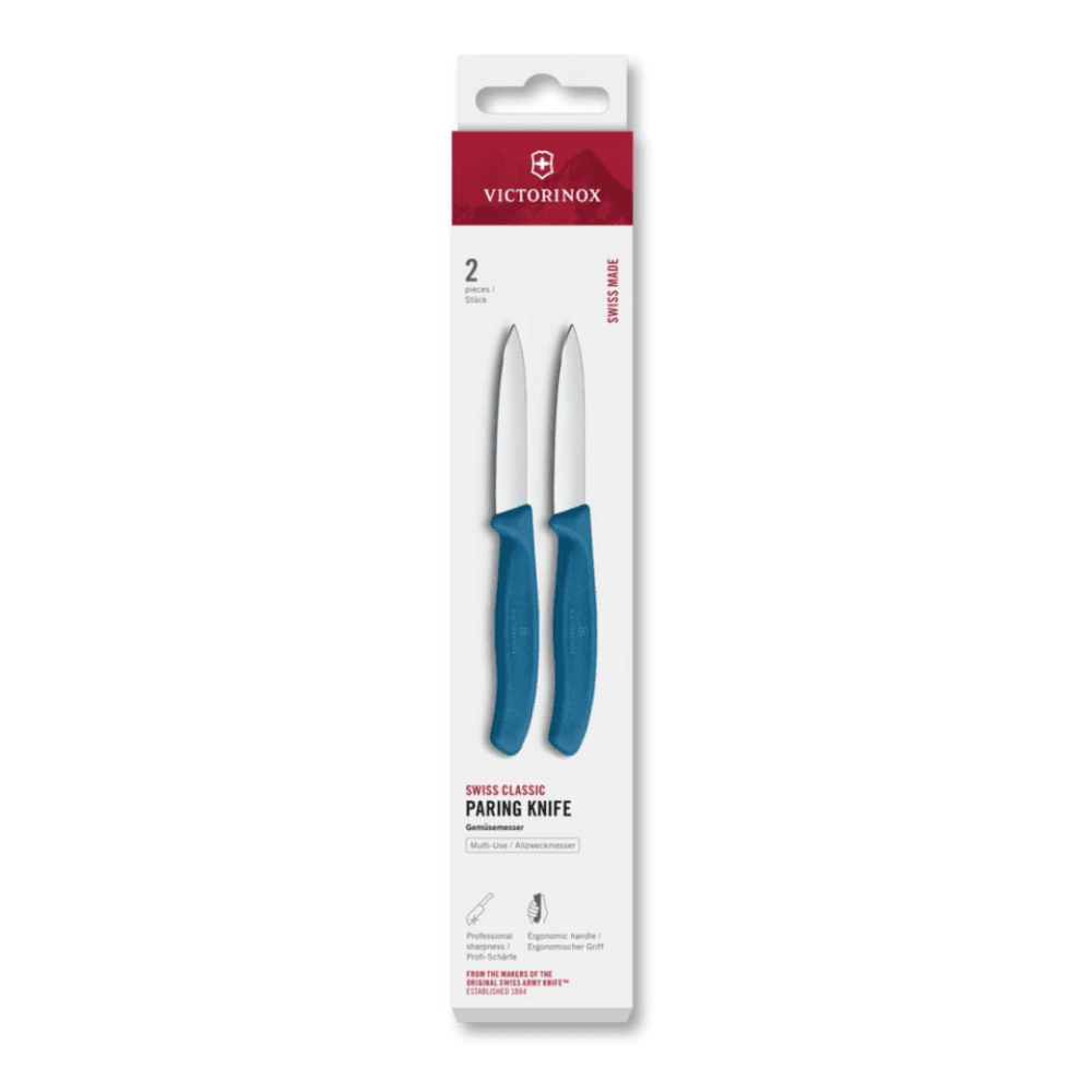 סט זוג סכיני ירקות 8 ס"מ Swiss Classic להב חלק כחול