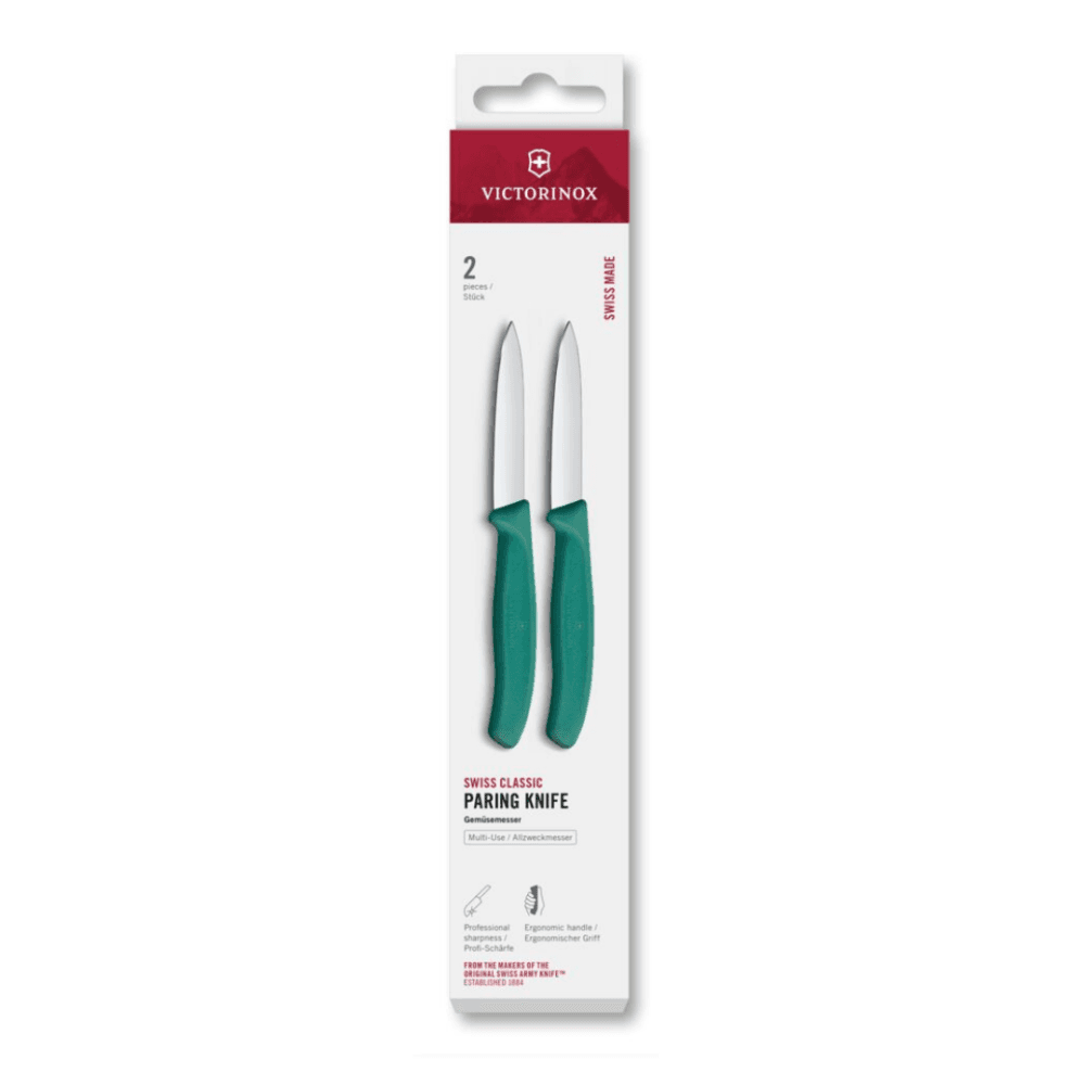 סט זוג סכיני ירקות 8 ס"מ Swiss Classic להב חלק ירוק