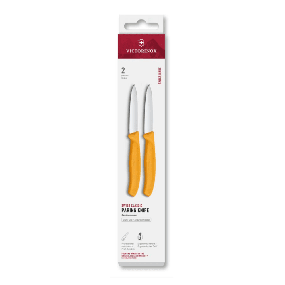 סט זוג סכיני ירקות 8 ס"מ Swiss Classic להב חלק צהוב