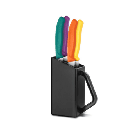 בלוק 4 סכיני סטייק ופיצה צבעוני Swiss Classic