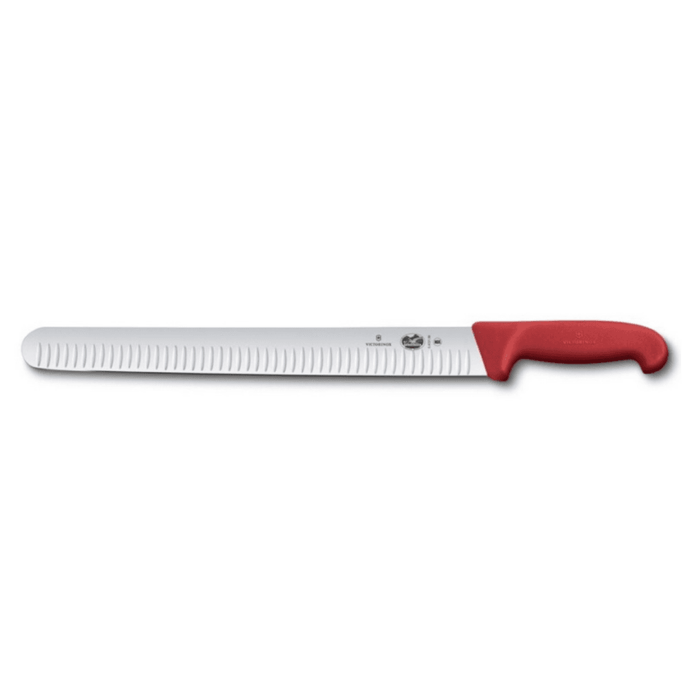 סכין פריסה 36 ס"מ להב מחורץ ידית Fibrox- אדום