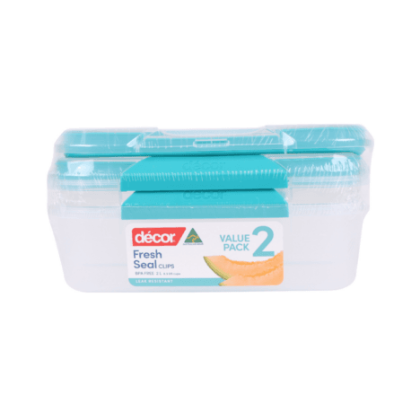 סט קופסאות אחסון למזון 2 ליטר Fresh Seal Clips מלבניות